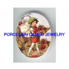 STRAWBERRY BUTTERFLY FAIRY PORCELAIN CAMEO CABOCHON