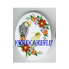2 COCKATOO BIRD ROSE DAISY CAMEO PORCELAIN 18x25mm