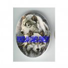 2 CUDDLING GREY WOLF* UNSET CAMEO PORCELAIN CABOCHON