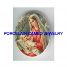RELIGIOUS MADONNA AND BABY JESUS CHILD * UNSET CAMEO PORCELAIN CABOCHON