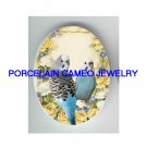 2 PARAKEET BUDGIE BIRD YELLOW ROSE  * UNSET CAMEO PORCELAIN CABOCHON