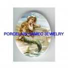 VICTORIAN MERMAID BY SEA UNSET CAMEO PORCELAIN 18X25MM