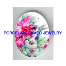 HUMMINGBIRD CALLA LILY ORCHID UNSET CAMEO PORCELAIN CAB