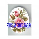 2 VICTORIAN ENGLISH OPEN PINK ROSE* UNSET CAMEO PORCELAIN CABOCHON