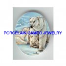 3 POLAR BEAR FAMILY MOM BABY CUBS CAMEO PORCELAIN CAB