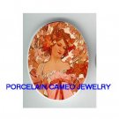 ALPHONSE MUCHA PINK LADY * UNSET CAMEO PORCELAIN CABOCHON
