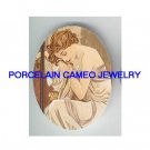 ALPHONSE MUCHA SLEEPING BEAUTY* UNSET CAMEO PORCELAIN CABOCHON