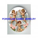 3 VICTORIAN ANGEL CHERUB ROSE CAMEO PORCELAIN CABOCHON
