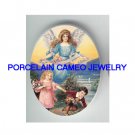 GUARDIAN ANGEL CHILD ROSE UNSET CAMEO PORCELAIN CAB