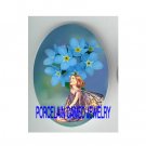 FORGET ME NOT FLOWER FAIRY  * UNSET CAMEO PORCELAIN CABOCHON