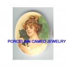 ART DECO BLONDE LADY BLACK KITTY CAT CAMEO PORCELAIN