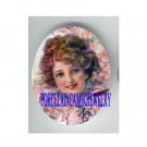 VICTORIAN LADY WITH CHERRY BLOSSOMS* UNSET CAMEO PORCELAIN CABOCHON