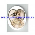 VINTAGE GROOM KISSING BRIDE  LOVE HEART* UNSET CAMEO PORCELAIN CABOCHON