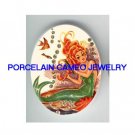 VICTORIAN MERMAID WITH BUBBLE PEARL FISH * UNSET CAMEO PORCELAIN CABOCHON