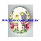 2 COCKATOO BIRD VICTORIAN ROSE VIOLET * UNSET CAMEO PORCELAIN CABOCHON