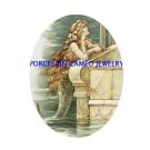 VICTORIAN MERMAID BY THE SEA PORCELAIN CAMEO CAB 18X25