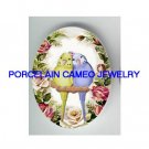 BABY PARAKEET BUDGIE VICTORIN ROSE PORCELAIN CAMEO 3040