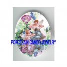 VICTORIAN MORNING GLORY FAIRY * UNSET CAMEO PORCELAIN CABOCHON