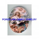 VICTORIAN GODDESS WITH 4 ANGEL CHERUB * UNSET CAMEO PORCELAIN CAB
