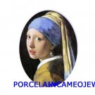 VICTORIAN LADY WITH PEARL EARRINGS PORCELAIN CAMEO