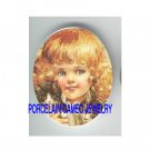 VICTORIAN BLONDE GIRL CUDDLING 2 KITTY CAT * UNSET CAMEO PORCELAIN CABOCHON