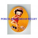 BETTY BOOP CAT CHASE DOG* UNSET CAMEO PORCELAIN CABOCHON