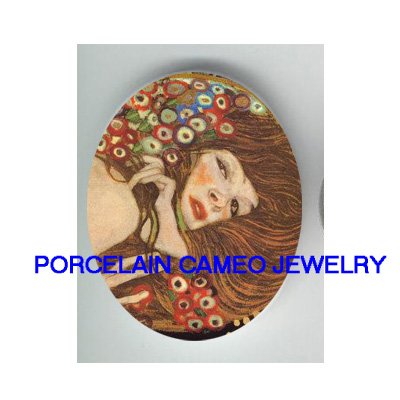 ART NOUVEAU CALLA LILY LADY UNSET PORCELAIN CAMEO CAB