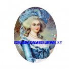 BLUE MARIE ANTOINETTE UNSET PORCELAIN CAMEO CAB 18x25MM