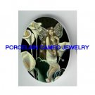 ROCOCO CALLA LILY FAIRY WITH LIGHTING BUG* UNSET CAMEO PORCELAIN CAB