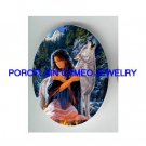INDIAN LADY WITH HOWLING WOLF* UNSET CAMEO PORCELAIN CAB