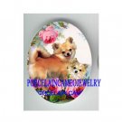 2 CHIHUAHUA DOG MOM PUPPY ROSE PORCELAIN CAMEO CAB