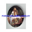 THE LADY OF SHALLOT ON THE BOAT* UNSET CAMEO PORCELAIN CAB 30X40MM