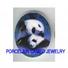 PANDA MOM CUDDLING BABY CUB* UNSET CAMEO PORCELAIN CAB
