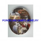 PLAYFUL VICTORIAN KITTY CAT FAMILY SUITCASE* UNSET CAMEO PORCELAIN CAB