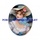VICTORIAN LADY ROSE HAT UNSET CAMEO PORCELAIN CAB 18X25