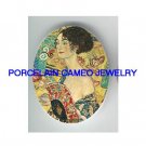 ART NOUVEAU LADY WITH FAN  UNSET CAMEO PORCELAIN CAB 18X25