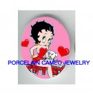 BETTY BOOP LOVE HEART DOG * UNSET CAMEO PORCELAIN CAB