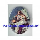 ROCOCO VICTORIAN BUTTERFLY FAIRY WITH HARP* CAMEO PORCELAIN CAB