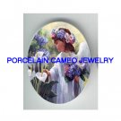 CALLA LILY ANGEL GIRL UNSET CAMEO PORCELAIN CAB 30X40MM