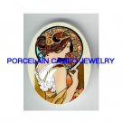 ALPHONSE MUCHA FLOWER LADY UNSET CAMEO PORCELAIN CAB 18X25MM