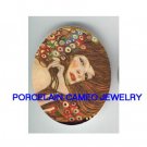 ART NOUVEAU CALLA LILY LADY UNSET PORCELAIN CAMEO 18x25