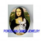 MONA LISA HOLDING WITH FRENCH BULLDOG PORCELAIN CAMEO