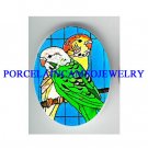 2 LOVING PARAKEET BUDGIE BIRD  * UNSET CAMEO PORCELAIN CAB