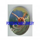 VICTORIAN MERMAID SEA GODDESS WAVE  * UNSET CAMEO PORCELAIN CAB
