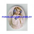 VICTORIAN VIOLET PRAYING ANGEL GIRL CAMEO PORCELAIN CAB