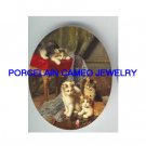 4 VICTORIAN KITTY CAT CHAIR ROSE  * UNSET CAMEO PORCELAIN CAB