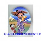 JAPAN GEISHA KIMONO BETTY BOOP CAT CAMEO PORCELAIN CAB