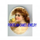 VICTORIAN LADY WITH YELLOW ROSE * UNSET CAMEO PORCELAIN CAB