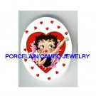*BETTY BOOP BLOW KISSES LOVE HEART* UNSET CAMEO PORCELAIN CAB