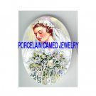 VICTORIAN VINTAGE BRIDE WITH ROSE BOUQUET * UNSET CAMEO PORCELAIN CAB